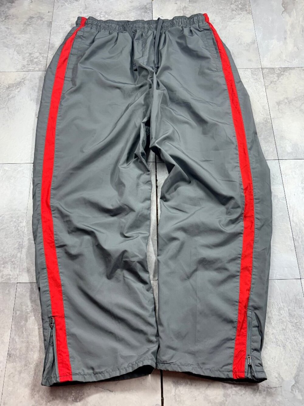 Tek Gear Vintage Y2K Track Pants Men's XL Gray Red Baggy Windbreaker